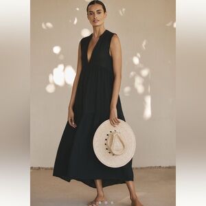 Celandine Anthropologie The Kallie Flowy Maxi Dress Black Size 3X